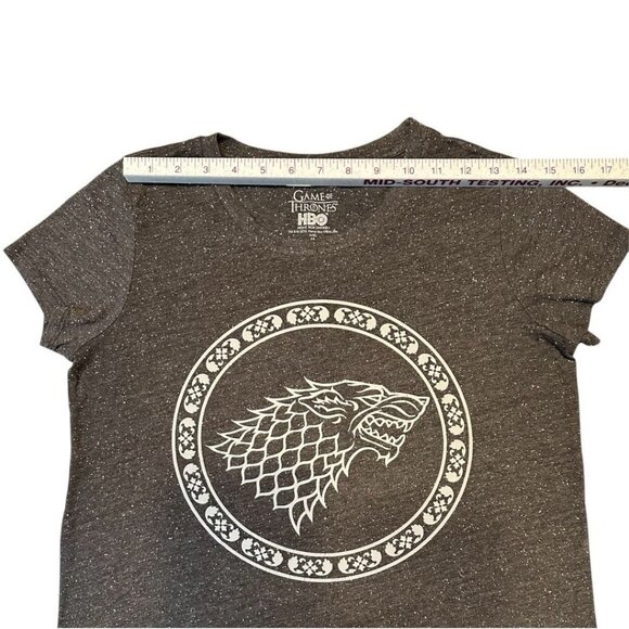Game Of Thrones STARK HBO Womens T Shirt 2 Sided Gray Flecked Cap Sleeves Sz MED - Picture 6 of 7